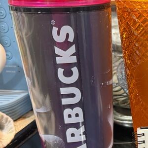 Starbucks Tumbler with Pink Lid and Black Body